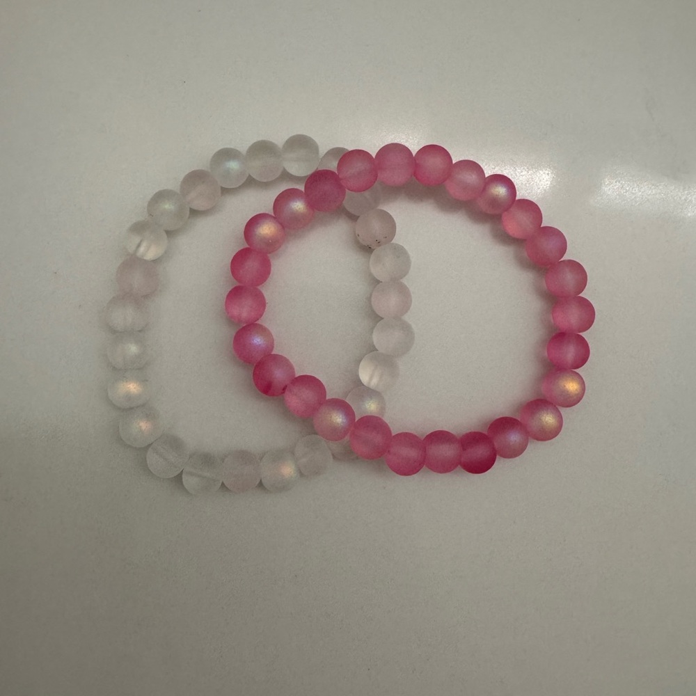 Pink and White Beaded Bracelets
